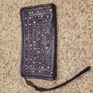 Viola Castellani blue leather wristlet